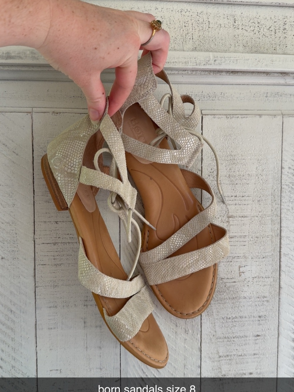 Born Women's Light Beige Metallic Strappy Sandals